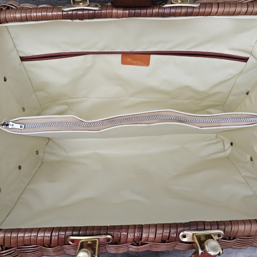 DORETTE Vintage Handbag Rattan Woven Wicker Natural Leather Bamboo Basket Bag - Picture 4 of 16